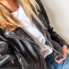 Women's Black PU Leather Lapel Collar Zipper Jacket - Image 7