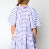 Women's Lavendula Plaid Ruffle Wide Short Sleeve Babydoll Mini Dress - Image 3