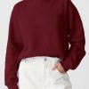 Women's Burgundy Solid Fleece Lined Drop Shoulder Terry Sweatshirt - Image 8