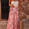 Women's Pink Abstract Watercolor Tie Dye Tiered Maxi Skirt - High Waist Bohemian Style - Image 4