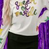 Women's White Sequin 'Queen of Party' Graphic Pullover Sweatshirt with Star Sleeves - Image 3