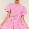 Chic Bonbon Textured Bubble Sleeve High Waist Mini Dress for Women - Image 4