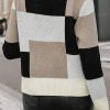 Women's Black Plaid Patchwork Long Sleeve Knitted Sweater - Image 2