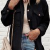 Women's Black Corduroy Flap Pocket Button Up Shacket - Cozy and Stylish Outerwear - Image 7