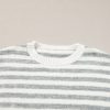 Women's Gray Stripe Drop Shoulder Crew Neck Sweater - Image 11