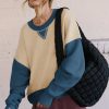 Women's Parchment Color Block Thumbhole Sleeve Drop Shoulder Sweatshirt - Image 5