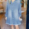 Women's Beau Blue Risen Medium Washed Denim Shift Dress - Image 4