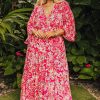 Rose Plus Size Floral V Neck Wide Sleeve Maxi Dress for Curvy Women - Image 5