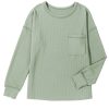 Women's Clearly Aqua Solid Color Corded Drop Shoulder Long Sleeve Top - Image 13