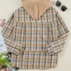 Women's Ashleigh Blue Waffle Knit Patchwork Hooded Plaid Shacket - Image 8