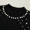 Elegant Women's Black Pearl Beaded Bishop Sleeve Sweater for Special Occasions - Image 20