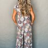 Women's Sky Blue Floral Sleeveless Wide Leg Jumpsuit with Pockets - Image 2