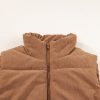 Women's Coffee Corduroy Stand Neck Zip Puffer Vest - Image 11