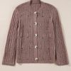 Women's Goat Cut Out Textured Knit Buttoned Cardigan - Chic and Cozy Style - Image 7