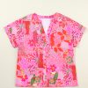 Women's Rose Jungle Floral Print Notch V Neck Blouse - Image 8