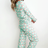 Women's Green Santa Claus Striped Print Loose Fit Two Piece Lounge Set for the Holidays - Image 2