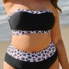 Plus Size Women's Black 2-Piece Leopard Patchwork High Waisted Swimsuit - Image 10