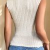 Women's Apricot Ribbed Knit Mock Neck Tank Top - Chic and Comfortable Casual Wear - Image 2