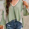 Women's Grass Green Exposed Seam High Low Loose Fit Crochet Top - Image 2