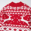 Women's Fiery Red Merry Christmas Reindeer Heart Pattern High Neck Sweater - Image 12