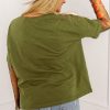 Women's Fern Green Faux Two Piece Floral Long Sleeve Patchwork Tee - Image 2