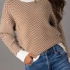 Women's Coffee Contrast Edge Crew Neck Drop Shoulder Sweater - Stylish Casual Wear - Image 7