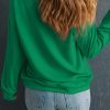 Women's Dark Green Solid Classic Crewneck Pullover Sweatshirt - Versatile and Casual - Image 2