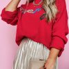 Women's Fiery Red Tinsel Merry Letter Drop Shoulder Baggy Sweater - Image 5