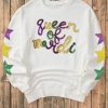 Women's White Sequin 'Queen of Party' Graphic Pullover Sweatshirt with Star Sleeves - Image 2
