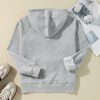 Women's Light Grey Fleece Lined Zip Up Hoodie with Adjustable Hood - Image 6