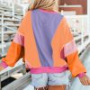 Women's Oversized Orchid Petal Colorblock Patchwork Exposed Stitching Top - Image 3