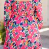 Women's Plus Size Rose Floral Smocked Square Neck Mini Dress - Image 10