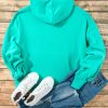 Women's Aruba Blue Fleece Lined Loose Hoodie with Half Zipper and Kangaroo Pockets - Image 9