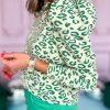 Women's Leopard Print Mock Neck Long Sleeve Top in Blackish Green - Image 2