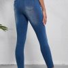 Navy Blue Women's Skinny Jeggings with Pockets - Flexible Fit and Comfortable Design - Image 2