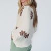 Women's White Colorblock Floral Pattern Long Sleeve Sweater - Image 9