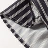 Women's Black Stripe 2-Tone Patchwork Blouse with Half Buttons and Chest Pockets - Image 10