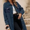 Women's Blue Contrast Flap Pocket Teddy Coat - Stylish & Cozy Winter Outerwear - Image 3