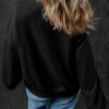 Women's Black Zip-Up Stand Neck Kangaroo Pocket Sweatshirt - Image 2