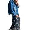 Women's Plus Size Black Geometric Ethnic Print Drawstring Wide Leg Pants - Image 2