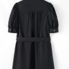 Chic Women's Black Button Up Mini Dress with Tie Waist and Puff Sleeves - Image 8