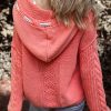 Women's Gold Flame Cable Knit V-Neck Hooded Sweater - Image 2