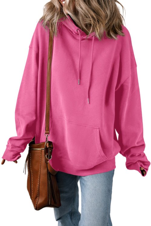 Women's Bonbon Pink Fleece Lined Chunky Hoodie with Kangaroo Pocket