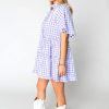 Women's Lavendula Plaid Ruffle Wide Short Sleeve Babydoll Mini Dress - Image 4