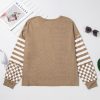 Women's Unique Khaki Lantern Sleeve Patchwork Blouse with Pocket - Image 6