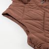 Women's Coffee Quilted Longline Puffer Vest with Stand Collar - Image 21