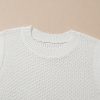 Women's White Solid Color Eyelet Knit Crew Neck Sweater Vest - Stylish and Comfortable - Image 14