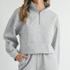 Women's Light Grey Stand Neck Zipped Sweatshirt and Shorts Set - Trendy Two Piece Outfit - Image 7