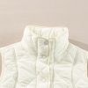 Women's Beige Quilted High Neck Button Up Pocket Vest Coat - Stylish and Warm Outerwear - Image 6