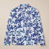 Elegant Sky Blue Floral Print Blouse with Notched Neck for Women - Image 8